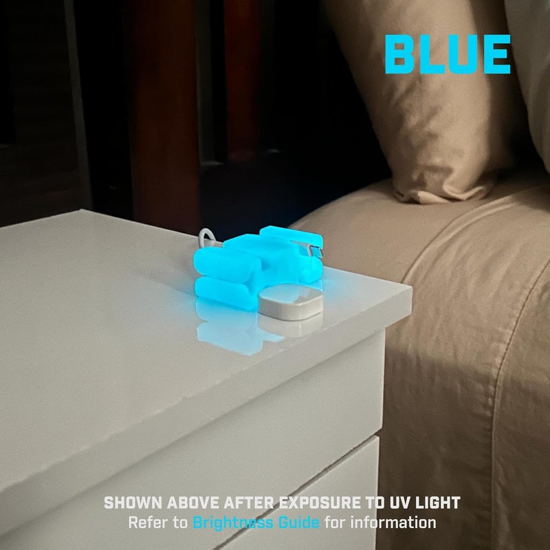 CordBrick GlowBrick Stocking Stuffers for Adults Cord Management Weighted Cord Holder Cable Wrap Phone Stand - Glow-in-The-Dark Gadget Organizer for Nightstand. Gift for Men, Silicone. 2pk Glowing Blue - Image 4